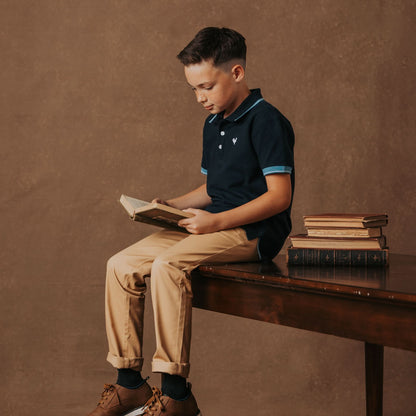 Baby Boy Organic Pique Polo - Navy