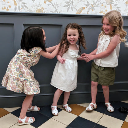 Baby Girl Bow Front Sundress - White Linen