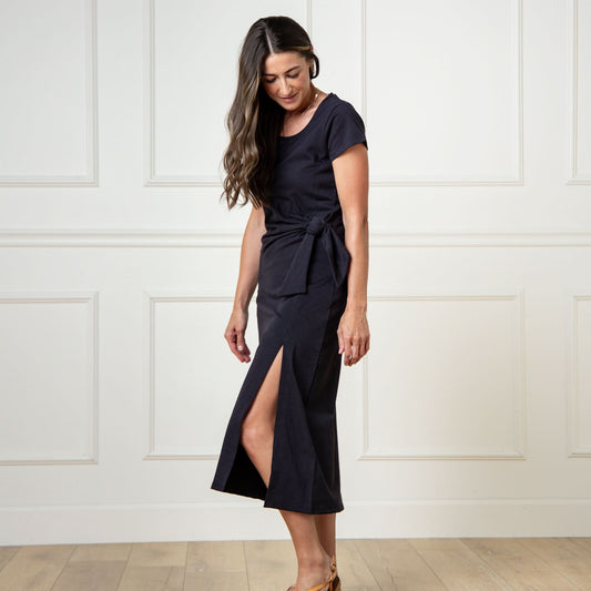 Women's Organic Knit Tie Midi Dress