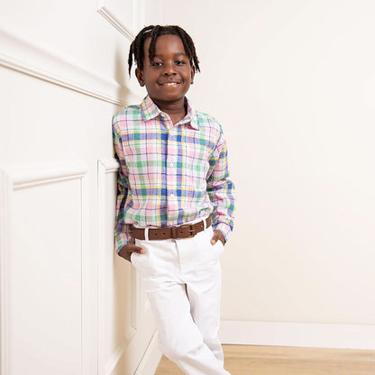 Boys Linen Button Down Shirt