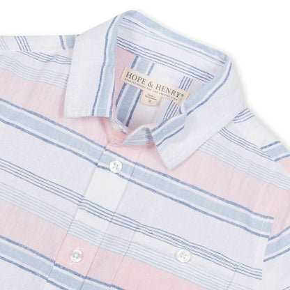 Boys Linen Short Sleeve Button Down Shirt