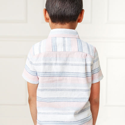 Baby Boy Linen Short Sleeve Button Down Shirt