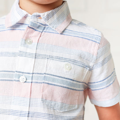 Baby Boy Linen Short Sleeve Button Down Shirt