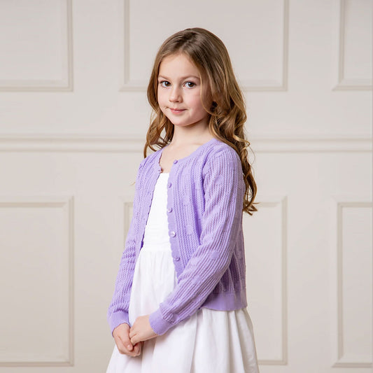 Girls Organic Scallop Edge Cardigan