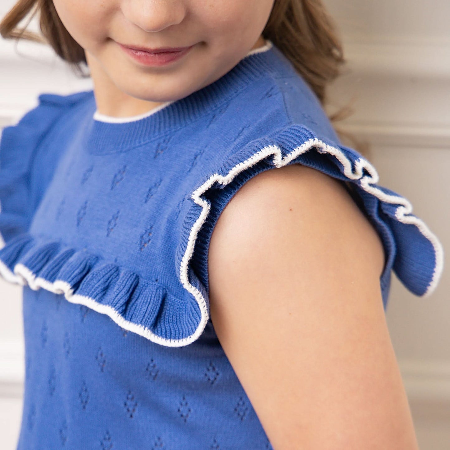 Girls Ruffle Yoke Organic Sweater Dress