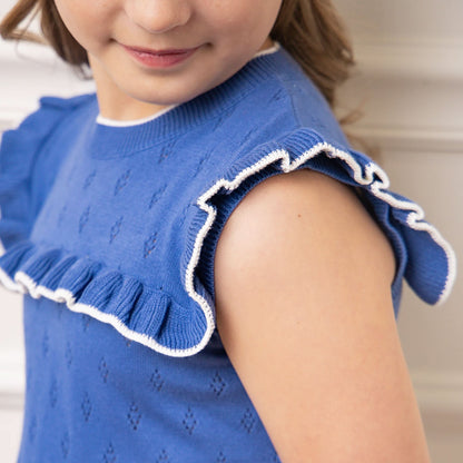 Girls Ruffle Yoke Organic Sweater Dress