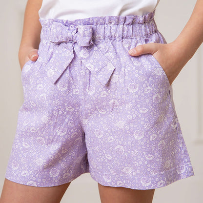 Girls Linen Pull-On Paperbag Shorts
