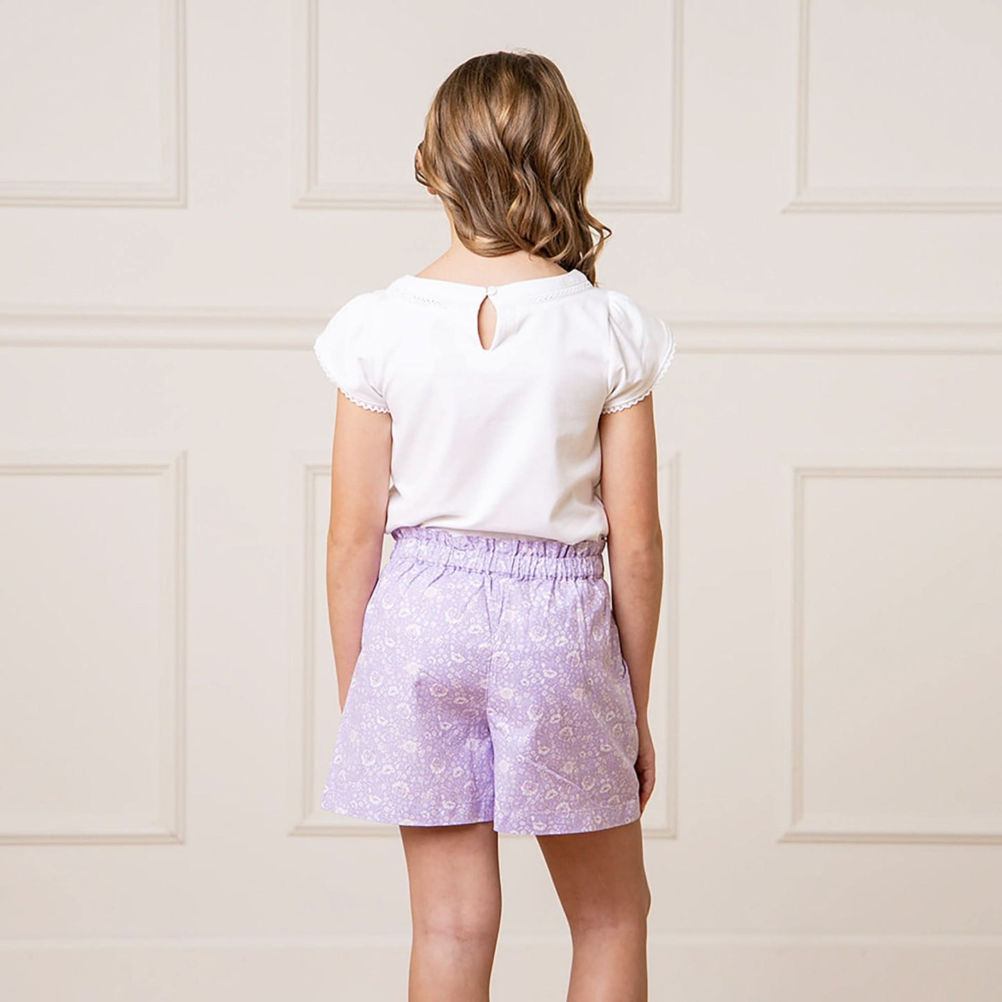 Girls Linen Pull-On Paperbag Shorts