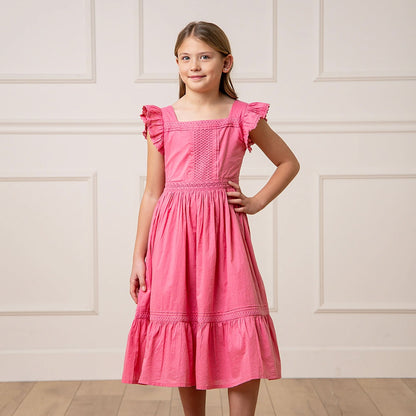 Girls Flutter Sleeve Organic Maxi Dress