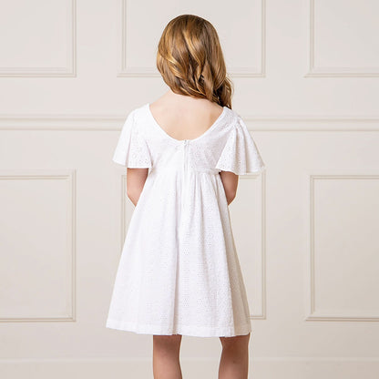 Girls Flutter Sleeve Organic Empire Dress