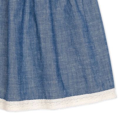 Girls Crochet Trim Organic Chambray Dress