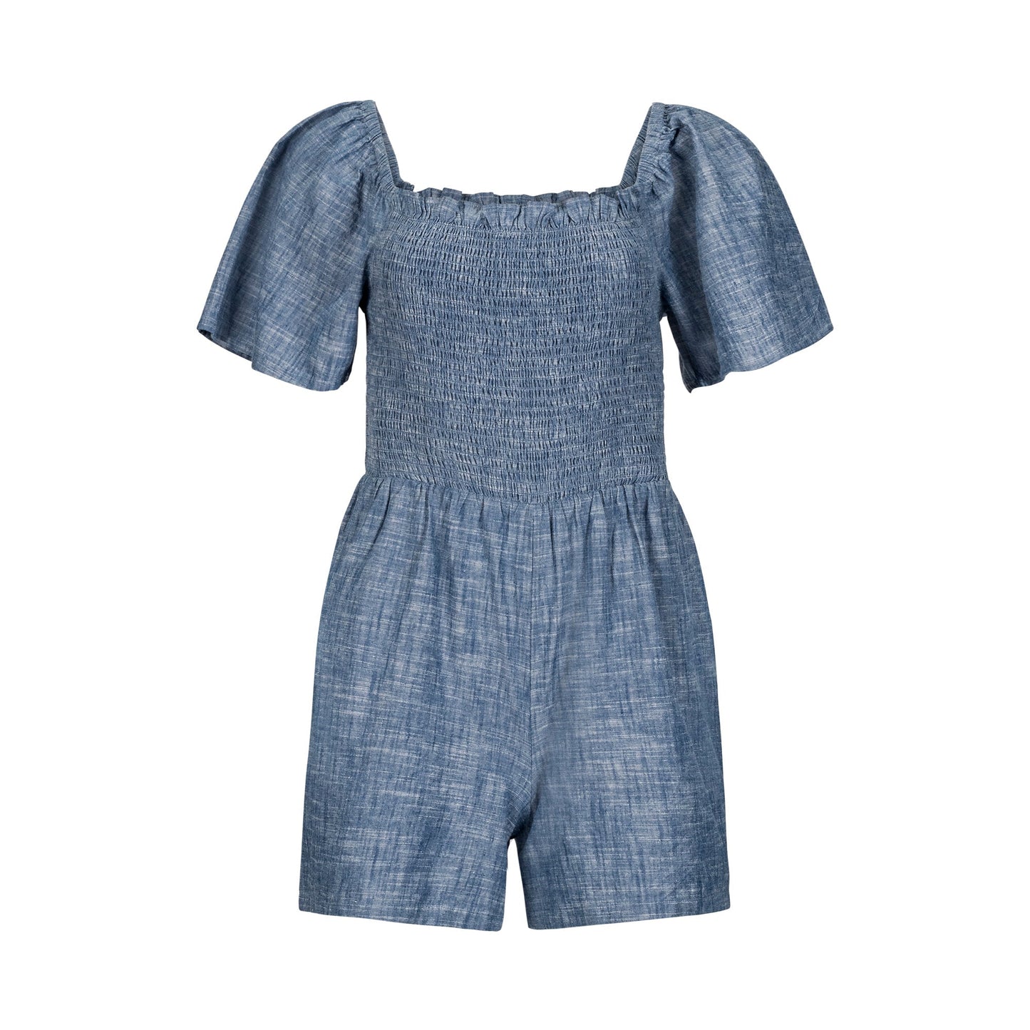 Women's Organic Smocked Chambray Romper