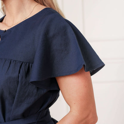 Women's Linen Keyhole Dress