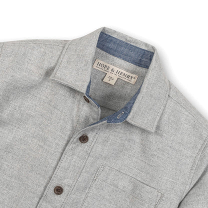 Boys Organic Flannel Shirt with Elbow Patches - Gray