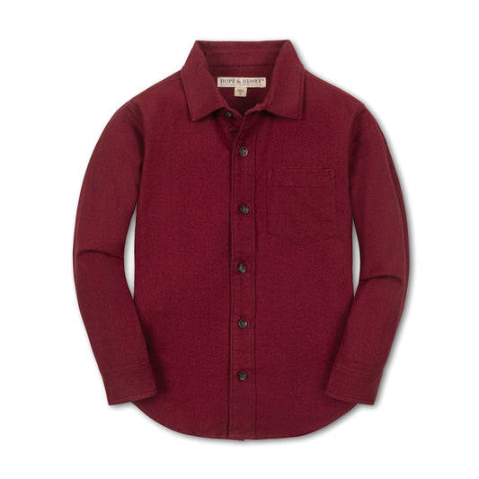Boys Organic Flannel Shirt - Oxblood