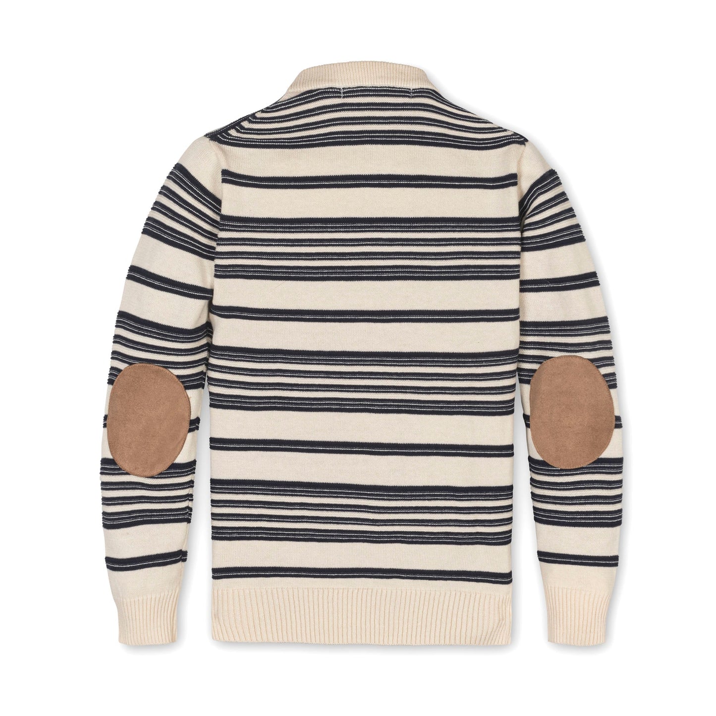Baby Boy Organic Striped Sweater Henley with Elbow Patches
