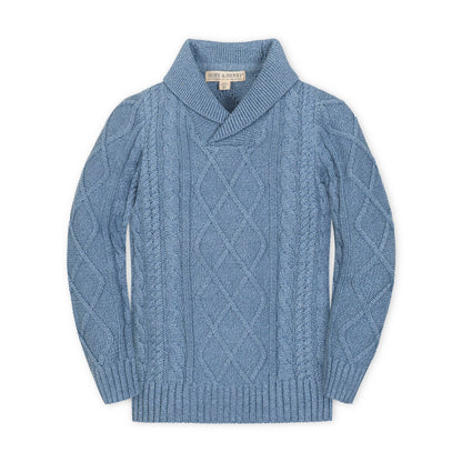 Organic Boys Shawl Collar Cable Sweater