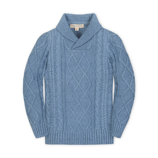 Organic Boys Shawl Collar Cable Sweater