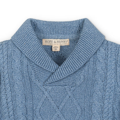 Organic Boys Shawl Collar Cable Sweater