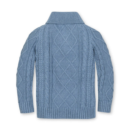 Organic Boys Shawl Collar Cable Sweater