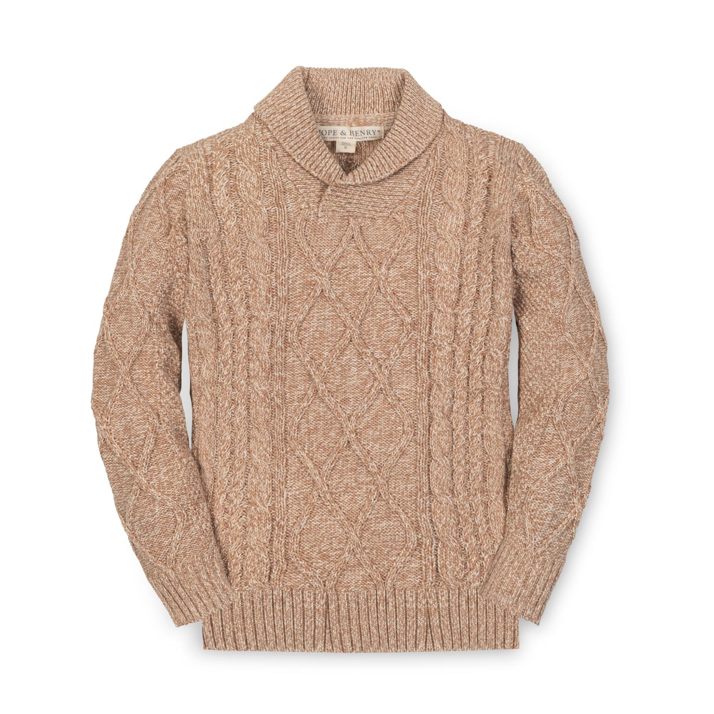 Boys Organic Shawl Collar Cable Sweater