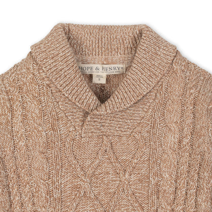 Boys Organic Shawl Collar Cable Sweater