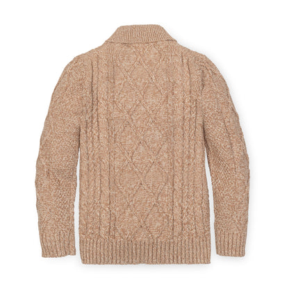 Boys Organic Shawl Collar Cable Sweater