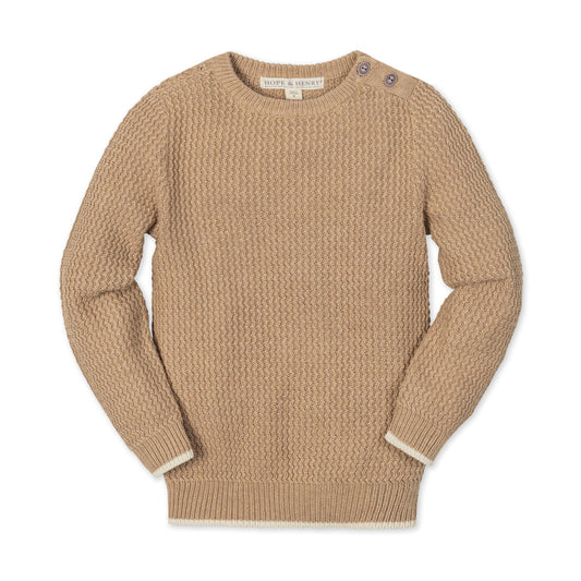 Boys Organic Crewneck Sweater with Buttons