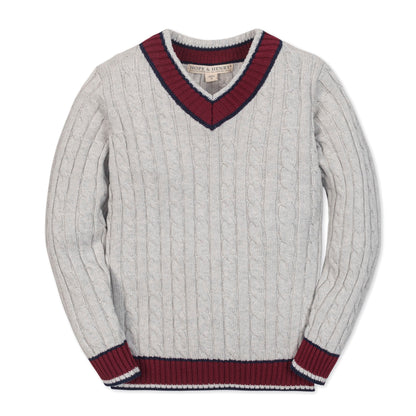 Boys Organic V-Neck Cricket Sweater