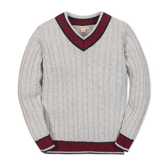 Boys Organic V-Neck Cricket Sweater