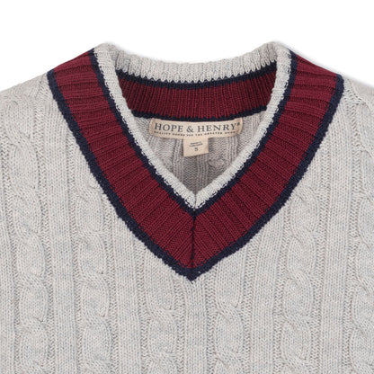 Boys Organic V-Neck Cricket Sweater