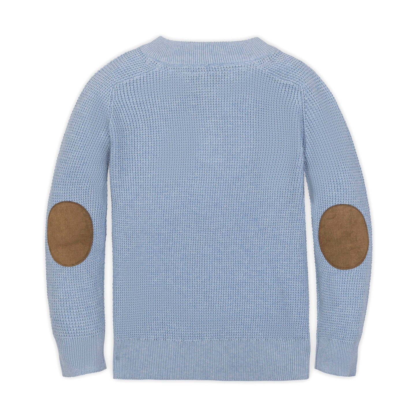 Boys Organic Sweater Henley with Elbow Patches - Blue