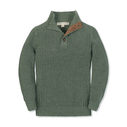 Boys Organic Mock Neck Sweater - Sage