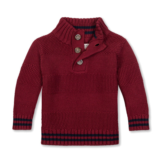 Organic Baby Boy Mock Neck Stripe Sweater