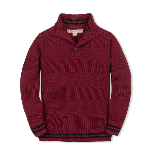 Boys Organic Mock Neck Stripe Sweater