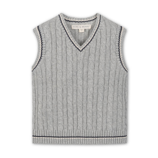 Boys Organic Cable Sweater Vest