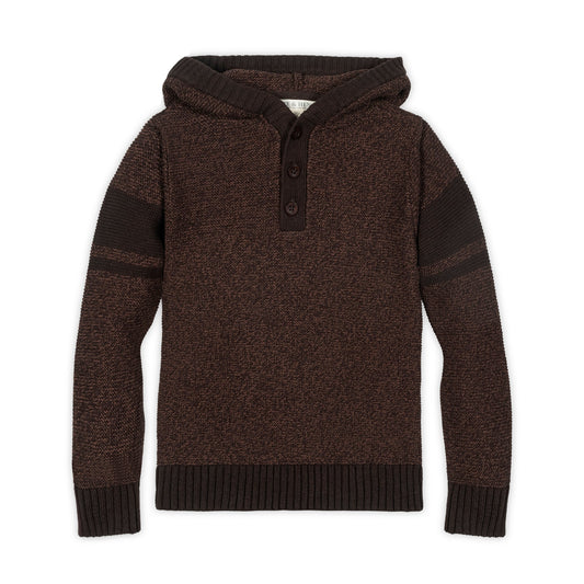 Boys Organic Hooded Henley Sweater