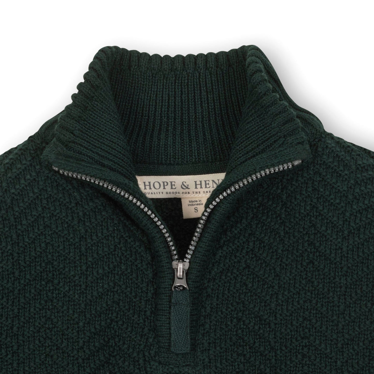 Boys Organic Half Zip Cable Sweater