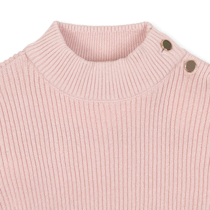 Girls Organic Mock Neck Sweater - Pale Pink
