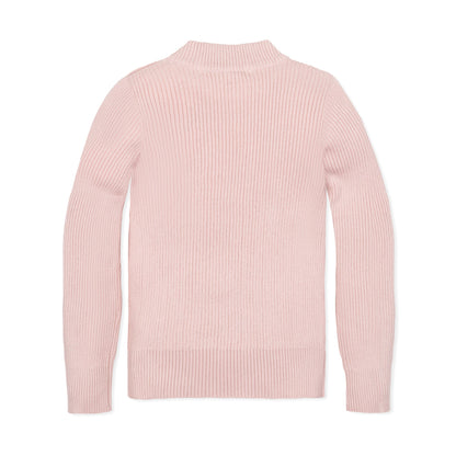 Girls Organic Mock Neck Sweater - Pale Pink