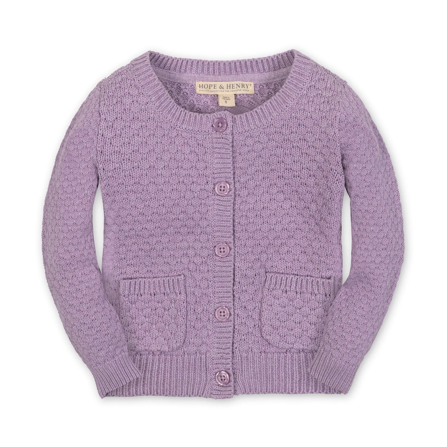 Girls Organic Textured Cardigan - Lavender