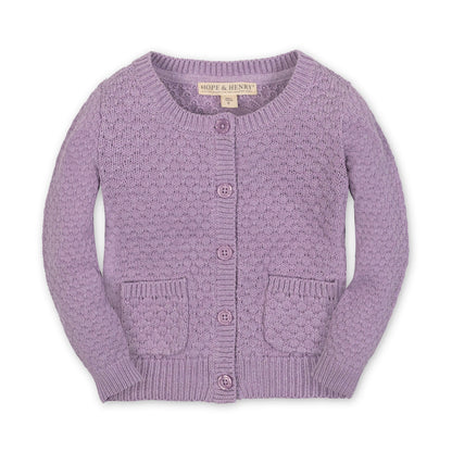 Girls Organic Textured Cardigan - Lavender
