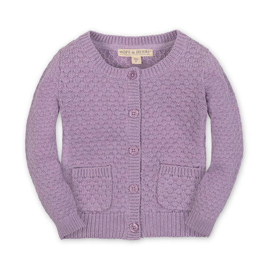 Girls Organic Textured Cardigan - Lavender