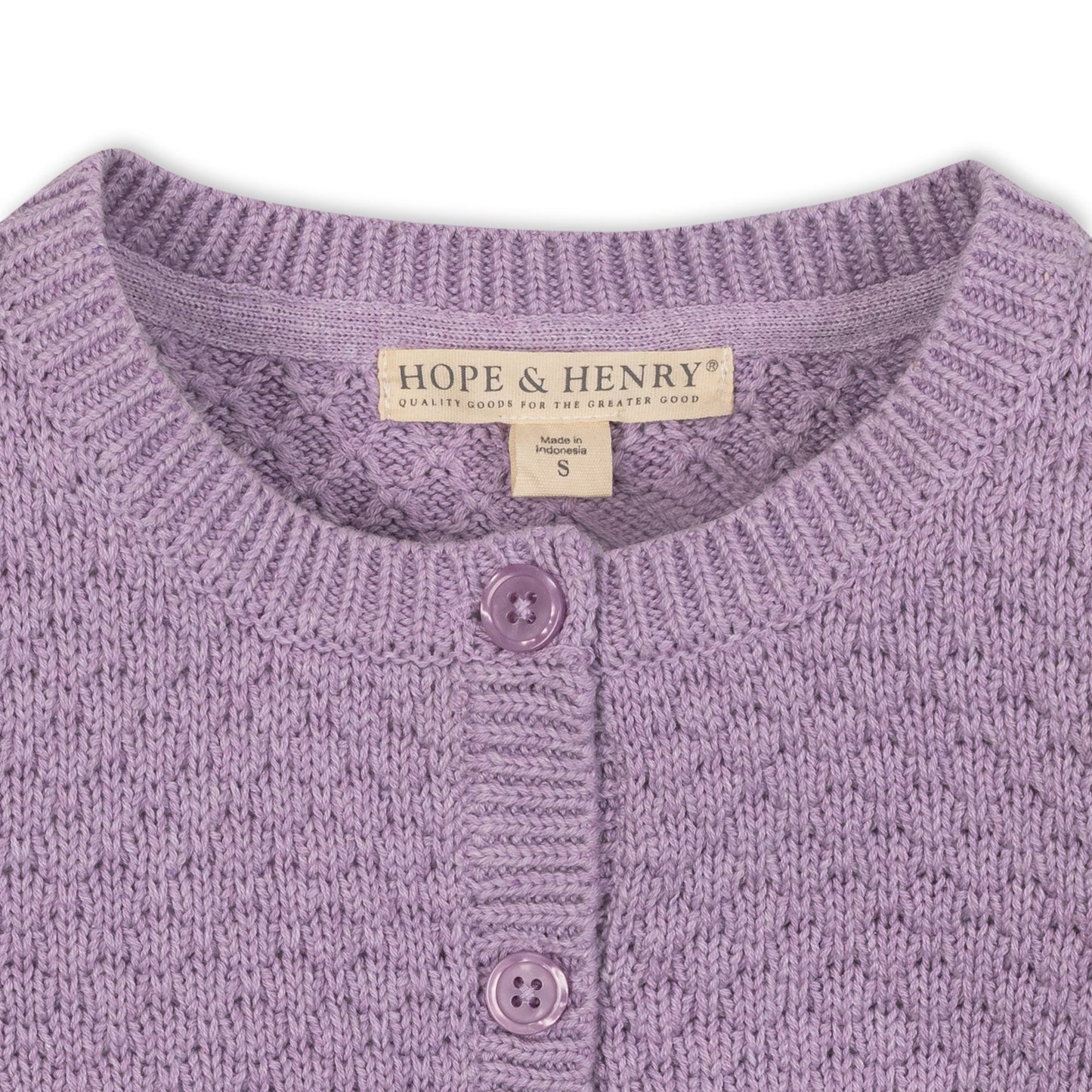Girls Organic Textured Cardigan - Lavender