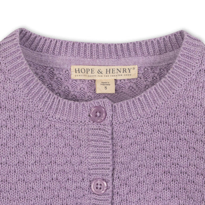 Girls Organic Textured Cardigan - Lavender
