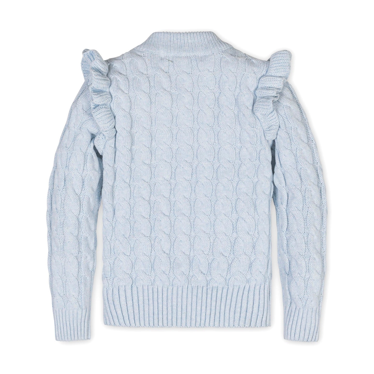 Baby Girl Organic Mock Neck Ruffle Sweater - Light Blue
