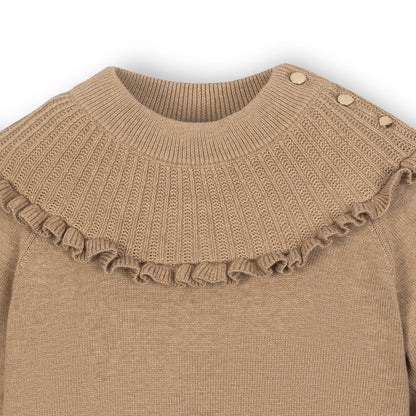 Girls Organic Mock Neck Ruffle Sweater