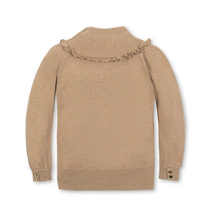 Girls Organic Mock Neck Ruffle Sweater