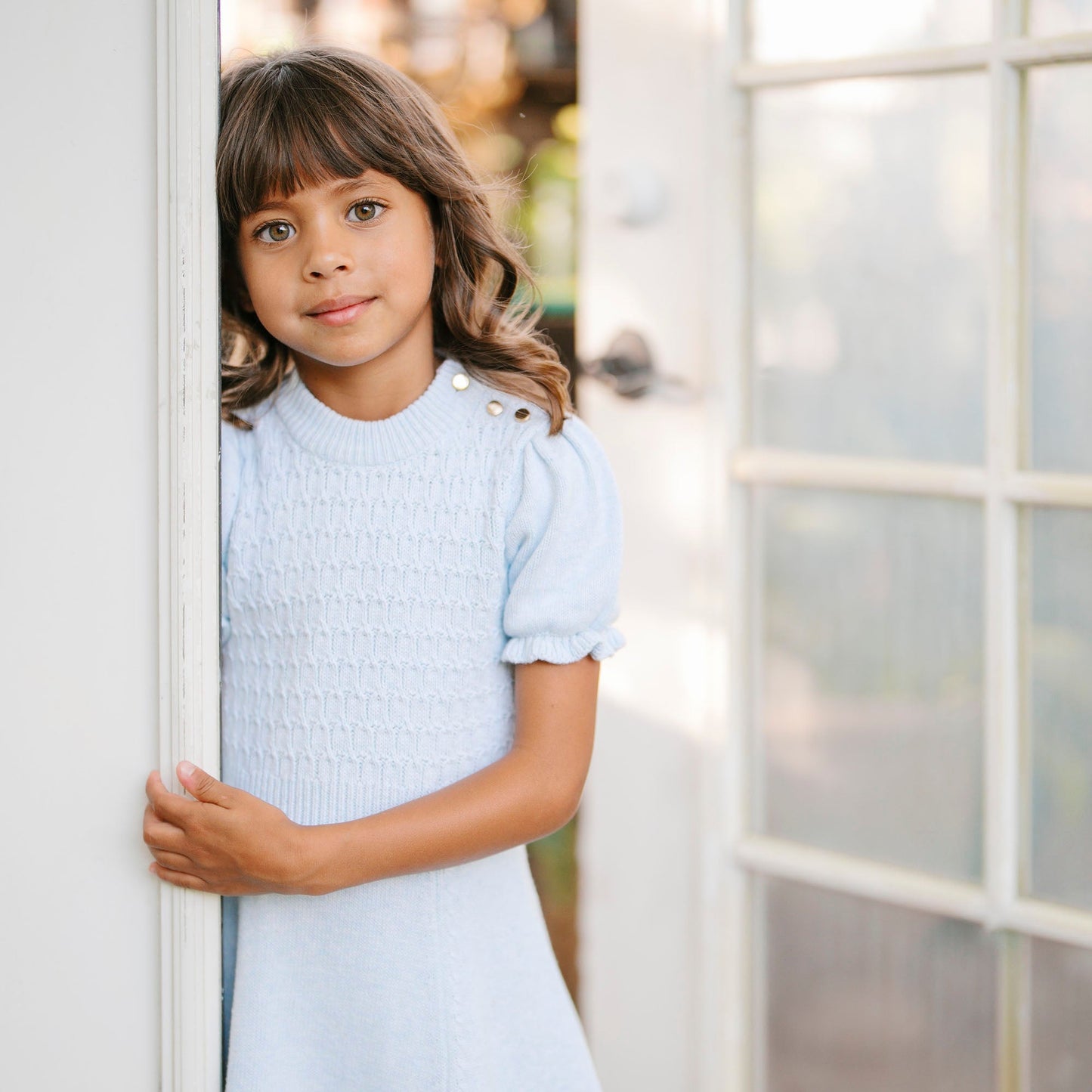 Girls Organic Puff Sleeve Sweater Dress