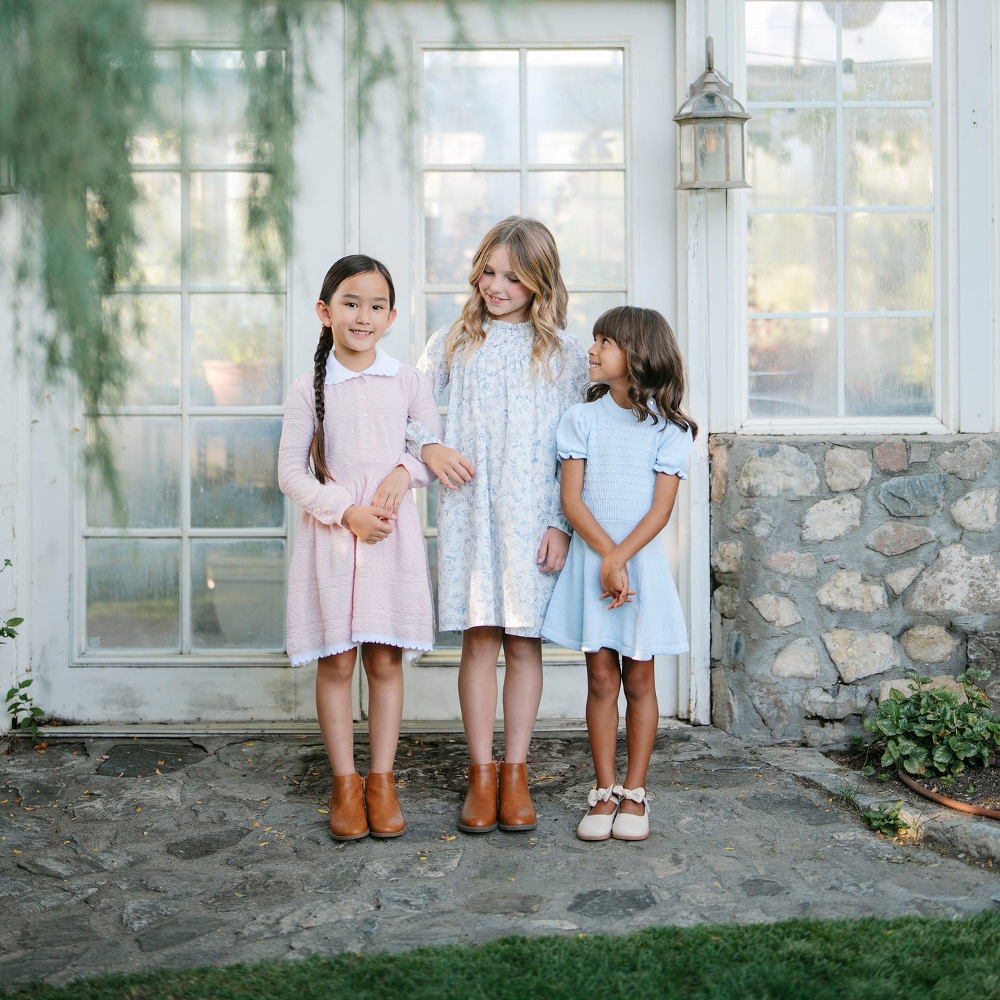Girls Organic Puff Sleeve Sweater Dress